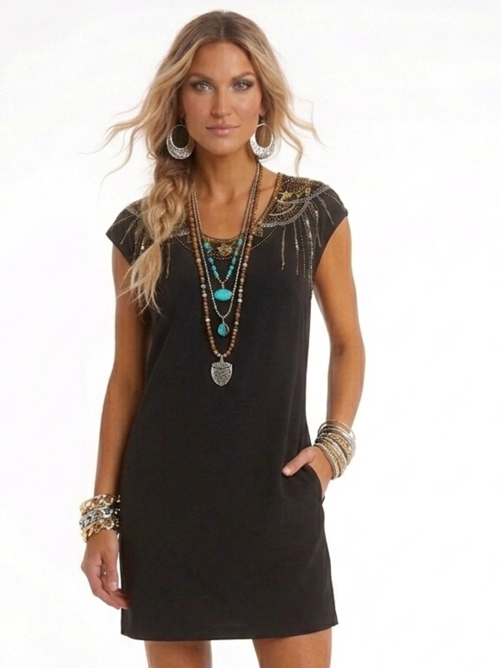 Twelfth Street by Cynthia Vincent Silk NWT Sz. M  gold and Silver beading